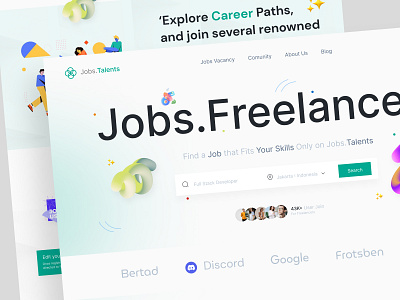 Jobs.Talents Web Landing Page app design freelancer job ui ui trend 2023 ui trend inspiration uiux ux research web website