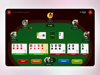Rummy Game Play app design design game design game play game ui game ui ux gaming graphic design rummy rummy game design rummy game play rummy game playing ui ui ux ui design uidesign uiux