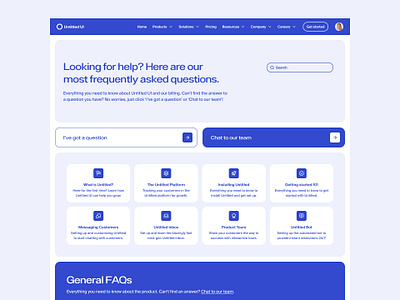 Frequently Asked Questions (FAQs) — Untitled UI blue documentation faq faq page faqs frequently asked questions help page minimal modern questions resources user interface web design wiki