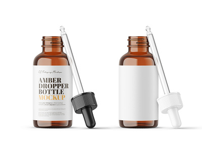 2oz Glass Dropper Bottle Mock Up, Amber Glass Dropper Bottle Mock Up,  Essential Oil Bottle Mokc Up | Editable Background - Smart Object