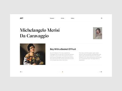 Michelangelo Merisi Da Caravaggio art caravaggio design inspiration inspiring landing page michelangelo ui ux web