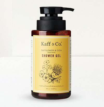 Safflower Shower Gel Label graphic design herb illustration label package skincare wellness