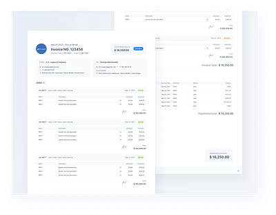 Web App / Invoice Template fields