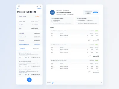Web / Mobile App / Invoice fields