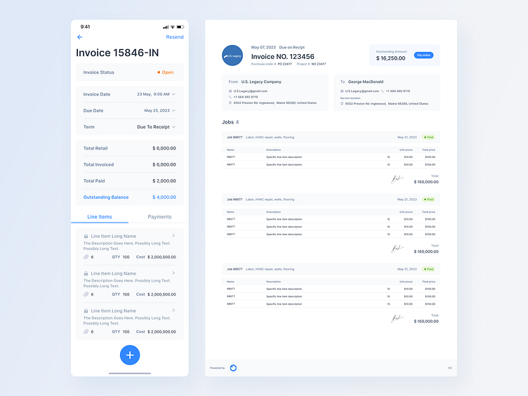 Web / Mobile App / Invoice by Dana Markova on Dribbble