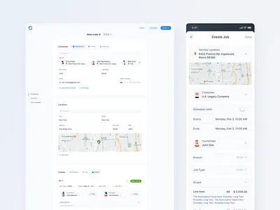 Web / Mobile App / Create order fields