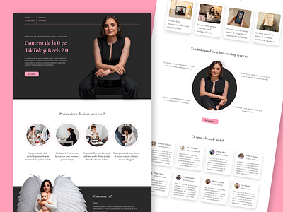 Blogger Online Course Website Design blogger dark figma landingpage online curse pink ui ux webdesign