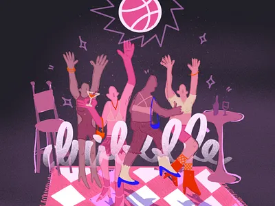 Hello Dribbble branding dance dribbble graphic design hello illustration party ui vector