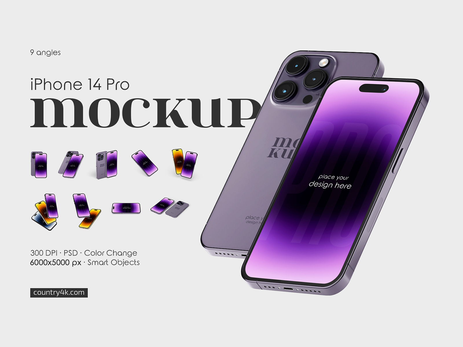 iPhone 14 Pro Mockup Set by Country4k on Dribbble