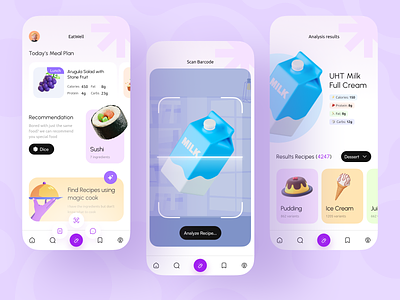 EatWell - System Recommendation Food/Recipe using AI ai analyst artificial intelligence barcode clean design figma food ingredients ios mobile mobile app nutrition recipe recipes scan system recommendation system recommendation food ui ux