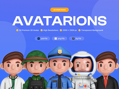 Avatarions - 3D Avatar Profession 3d 3d avatar 3d character design 3d illustration animation branding cartoon character cute landing page people profil stylized character ui