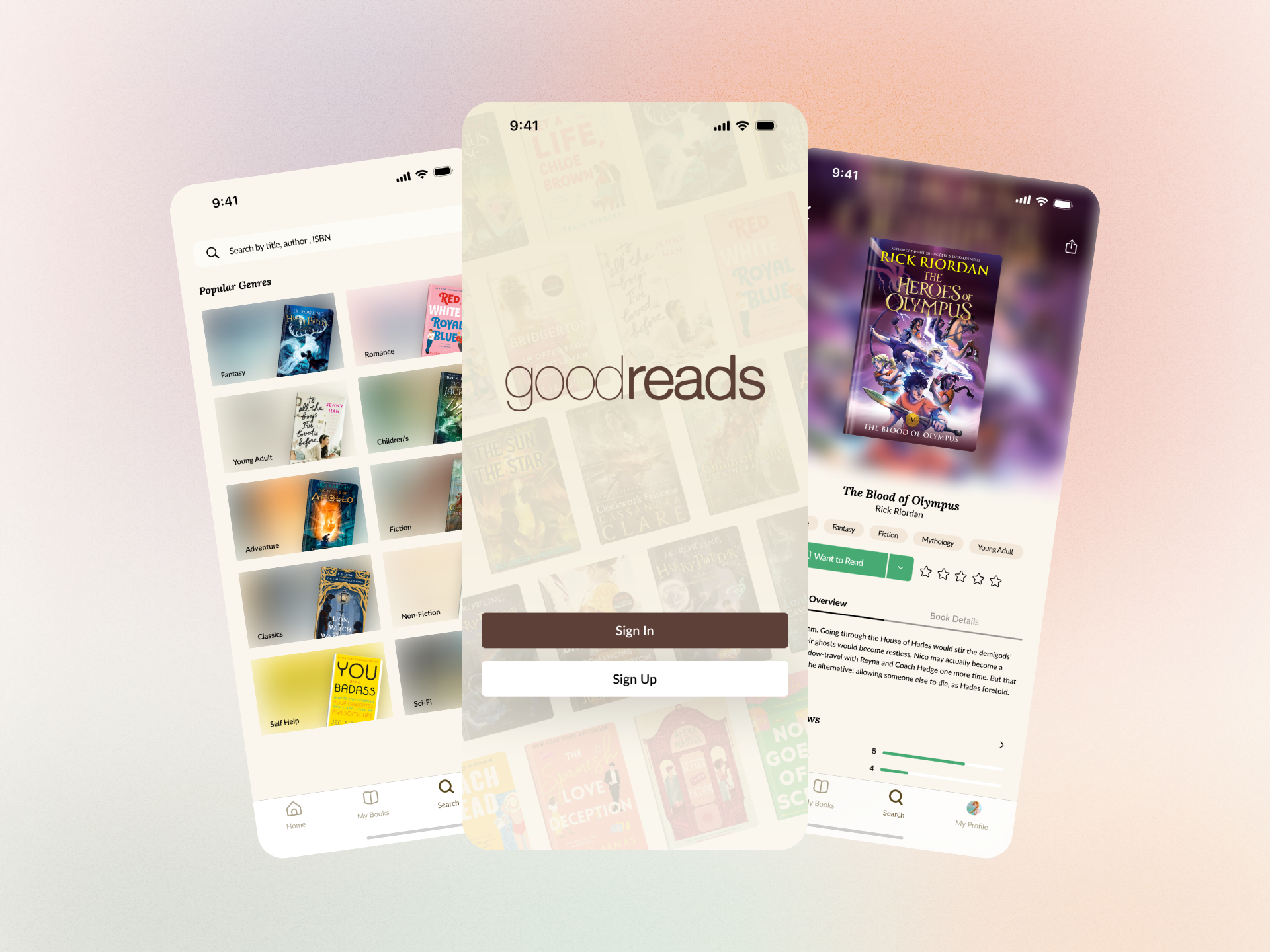 UI Design - Goodreads mobile app redesign app design books bookshelf dailyui design goodreads illustration library mobile app mockups pastel prototype reading redesign ui ui ux design user experience user interface ux visual design