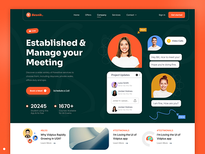 Online Meeting Platform Landing Page activity branding chat conference landing page meeting minimal online meeting ui ux video call video conference video conference website virtual website website ui design zoom