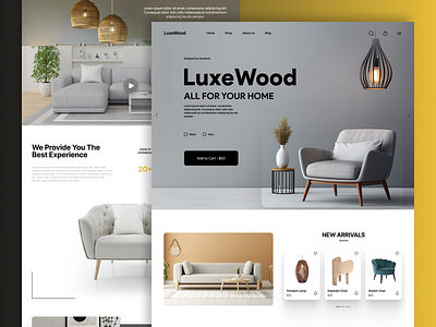 LuxeWood - A Furniture shopping website landing page UI Design figma furniture app furniture website design furniture website landing page landing page design figma ui ui design ui designer ui ux landing page ux research