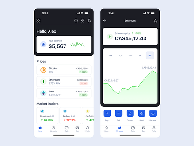 Crypto App crypto cryptowallet financialapp fintech isualdesign mobileapp mobileui modernui productdesign ui uiuxdesign ux