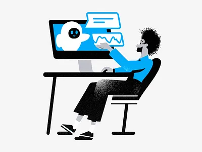 Once and for all ai artificial intelligence desktop display illustration portrait product illustration robot table