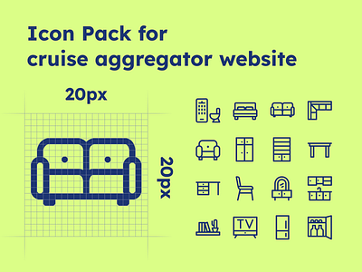 Icon Pack for cruise aggregatore website adobe cruise design designer furniture graphic design icon set iconpack icons illustration line art minimalistic modern nice pack simple small ui vector website