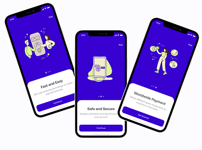 Onboarding Experience Payment App ai app app design blue business crypto design figma finance fintech mobile app onboarding payment app splash screen ui uiux userexperience ux ux design