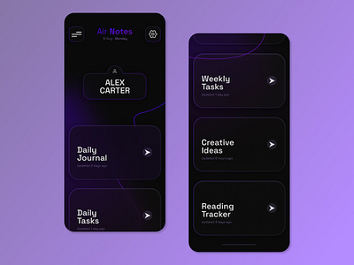 Air Notes App Design app app design appui cleanui minimal design mobile app modern app uidesign uiux