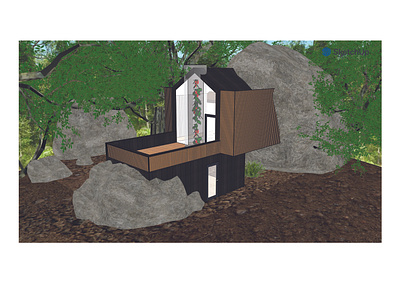 Boulder Tiny House - Interior and Exterior Models 3d architecture boulder design environmental exterior interior model modern planometric rendering rock sketchup tiny house two point perspective