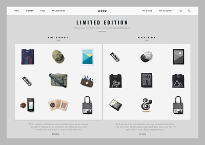 Grid - Limited Edition (Concept Project) ecommerce experience fashion grid interaction product shop store ui web website