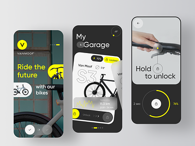 VanMoof - Smart Bike App app b2b bicycle bike biking control crm cycling cyclist design lock mobile route saas smart software tracker ui ux wheels