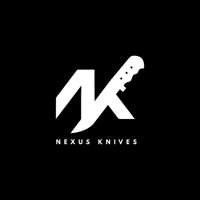 Nexus Knives/ NK - Streetwear Logo Design black black white black and white branding knife knives logo logo design minimal monogram white