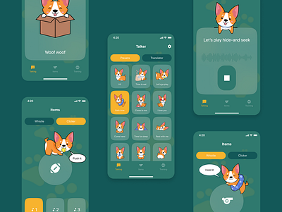 Dog communication mobile app app design dog dogs mobile mobile design mobileapp pet pets ui ux uxui design
