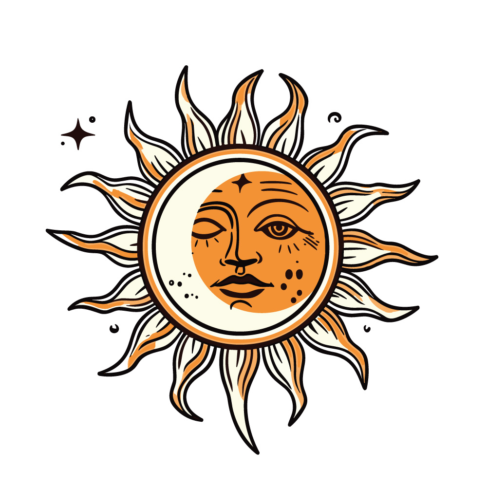 Sun and moon, tarot card, logo by Vincent SOTUELA on Dribbble