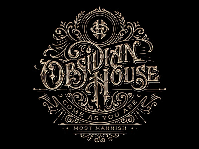 Obsidian House logo art design graphic design handlettering illustration lettering logo type typography vintage