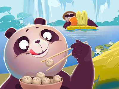 Panda Friends animal book branding cartoon character design china comic digital art editorial illustration illustrator kid panda