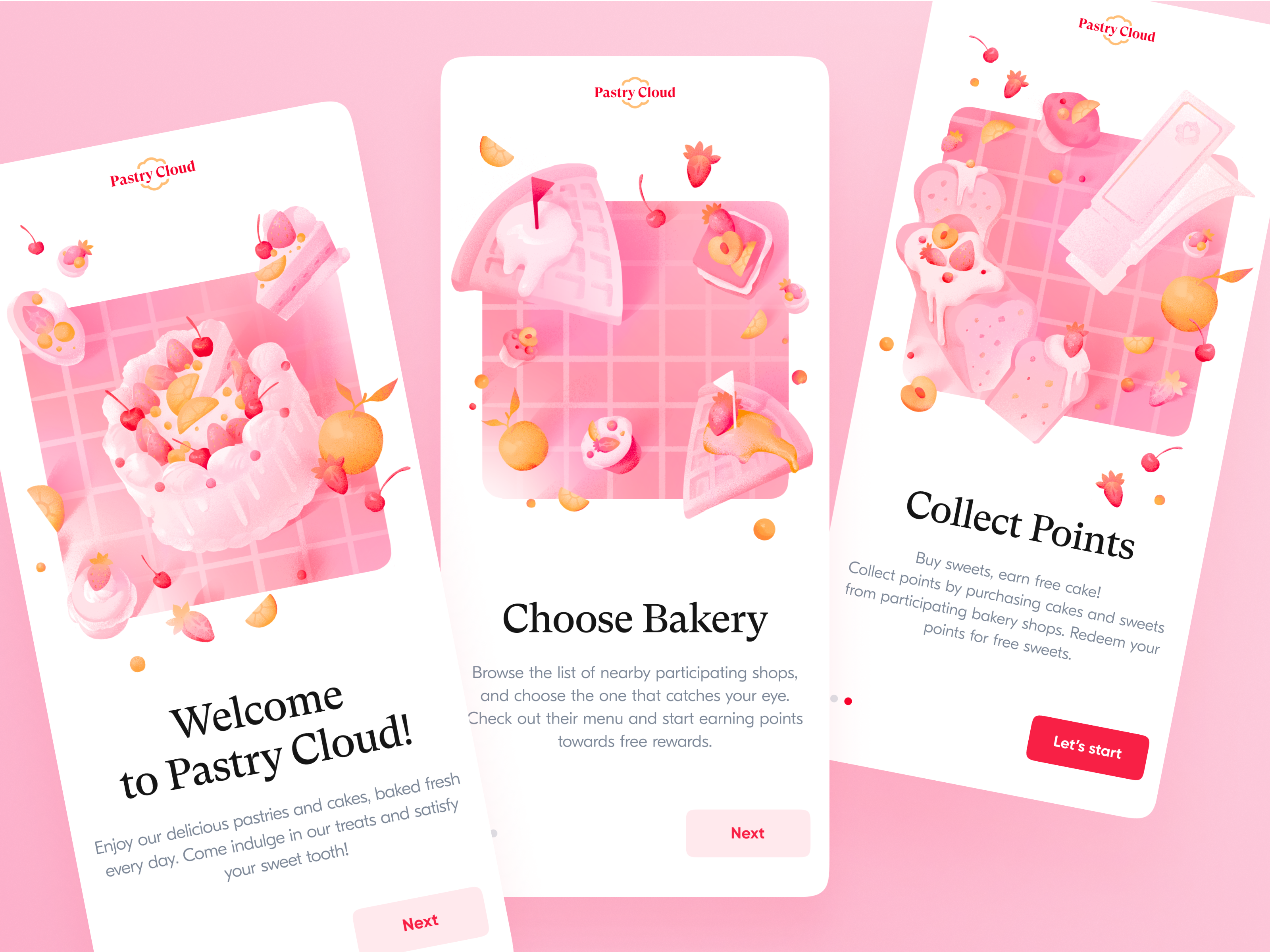 Pastry Cloud onboarding illustrations