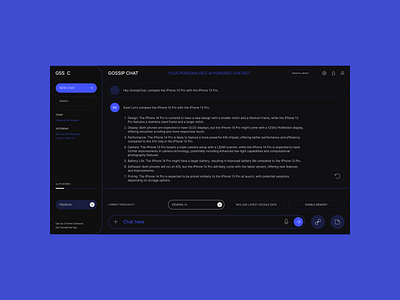 GOSSIPCHAT | AI-powered chatbot aichat app artificial intelligence branding chat chat bot darknet design home ui ux uxui web app web application web3