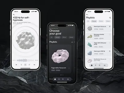 Meditation App — UI/UX Mobile Design 3d 3d elements graphic design meditation meditation app mobile app mobile design spline spline tool ui ui design