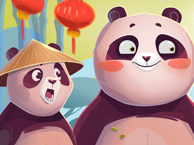 Panda Friends animal branding cartoon character design digital art editorial illustration kid panda photoshop poster