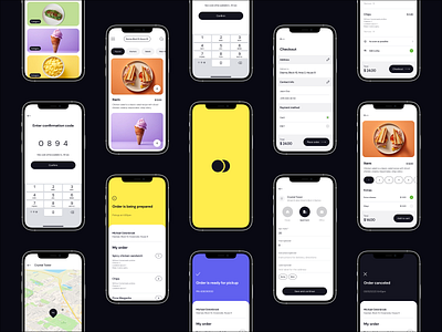 OrdrDirect iOS cart checkout delivery delivery app flat ios layout location menu wireframes yellow