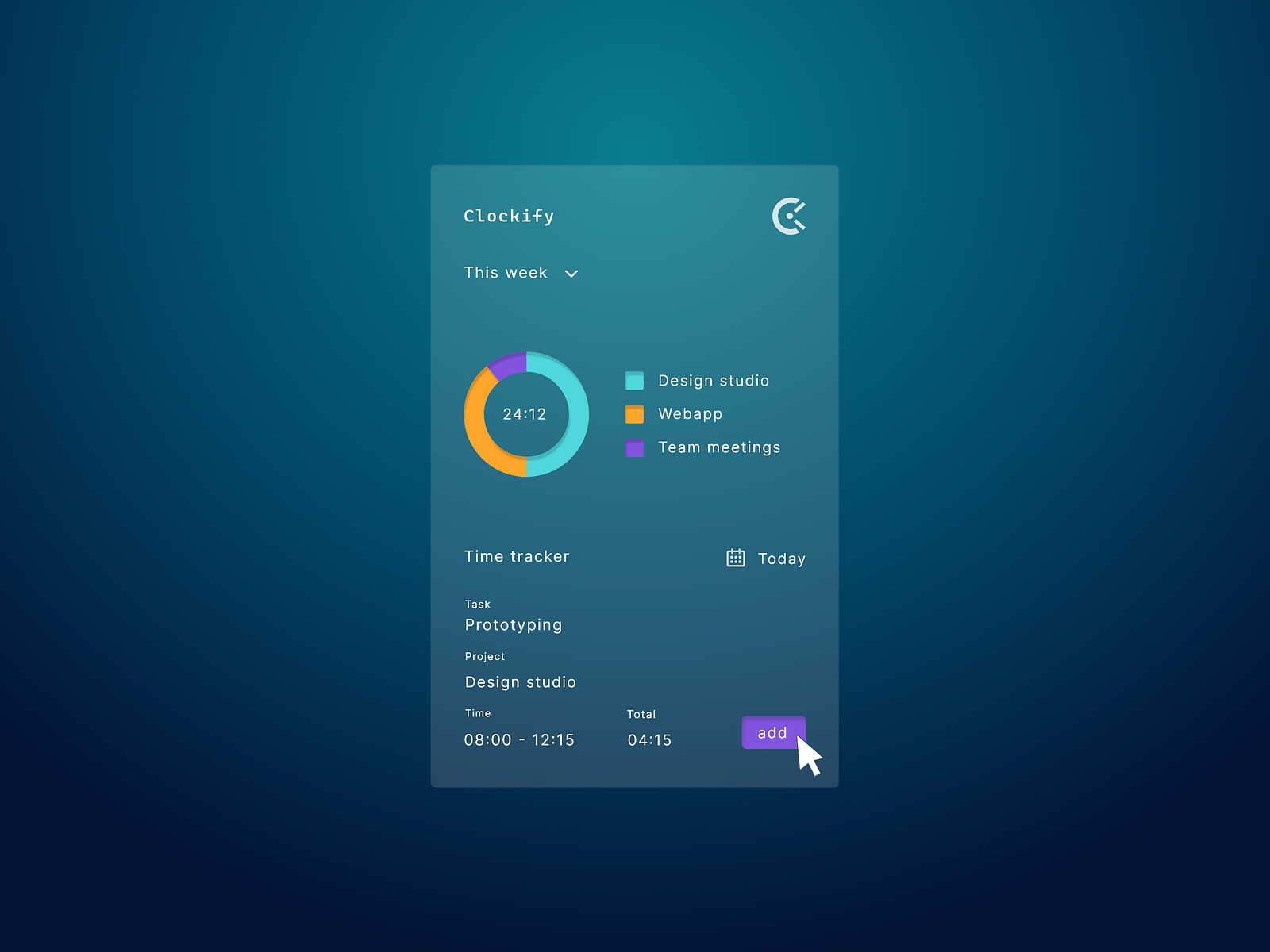 Clockify interface by Maria Klimek for reanmo on Dribbble