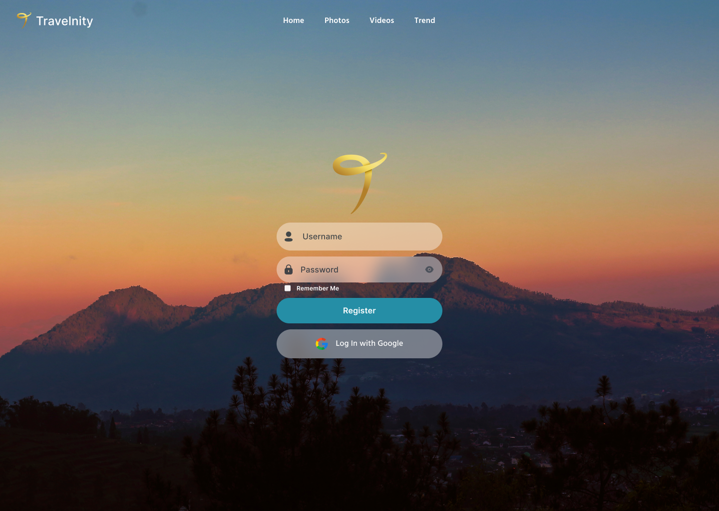 Log In Page - Travelnity landing page log in logo travel traveling ui web design website