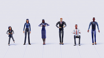 Business People Pack 3d animation blender3d business corporate graphic design low poly lowpoly man motion graphics office ui woman working