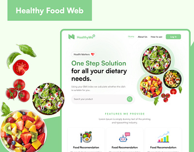 Healthy Food Web application design graphic design health healthy food illustration landing page mobile app ui ux web