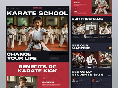 Martial Arts Website design hero section homepage interface karate landing landing page martial arts minimal minimalism sports typography ui uidesign user experience userinterface web web design webdesign website