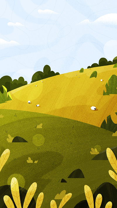 Holidays animation - 3 adobe after effects animation countryside editorial fauna field flat graphic design green illustration nature photoshop sheep summer