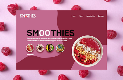 3D Sliding Smoothies Web design Concept 3d branding graphic design logo ui