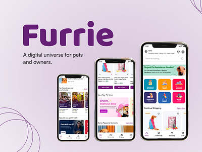 Furrie: Digital Universe for pets and owners design challeneg design thinking graphic design pet app product designing uiux visual design