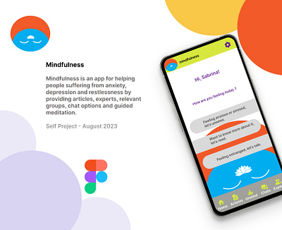 Mindfulness - Mobile app mockup ux wireframe