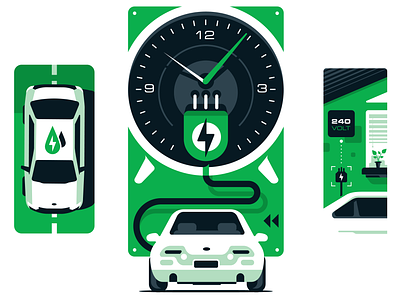 Start your engines (Consumer Reports / New Cars) auto car electric energy ev illustration infographic plug