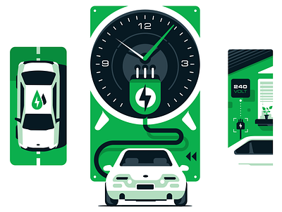 Start your engines (Consumer Reports / New Cars) auto car electric energy ev illustration infographic plug