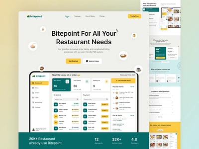 Bitepoint - Restaurant POS App Landing Page cafe cashier cashier app clean food kitchen landing page landing page ui outlet point of sale pos pos app restaurant sales ui uitrend uiux ux web design website