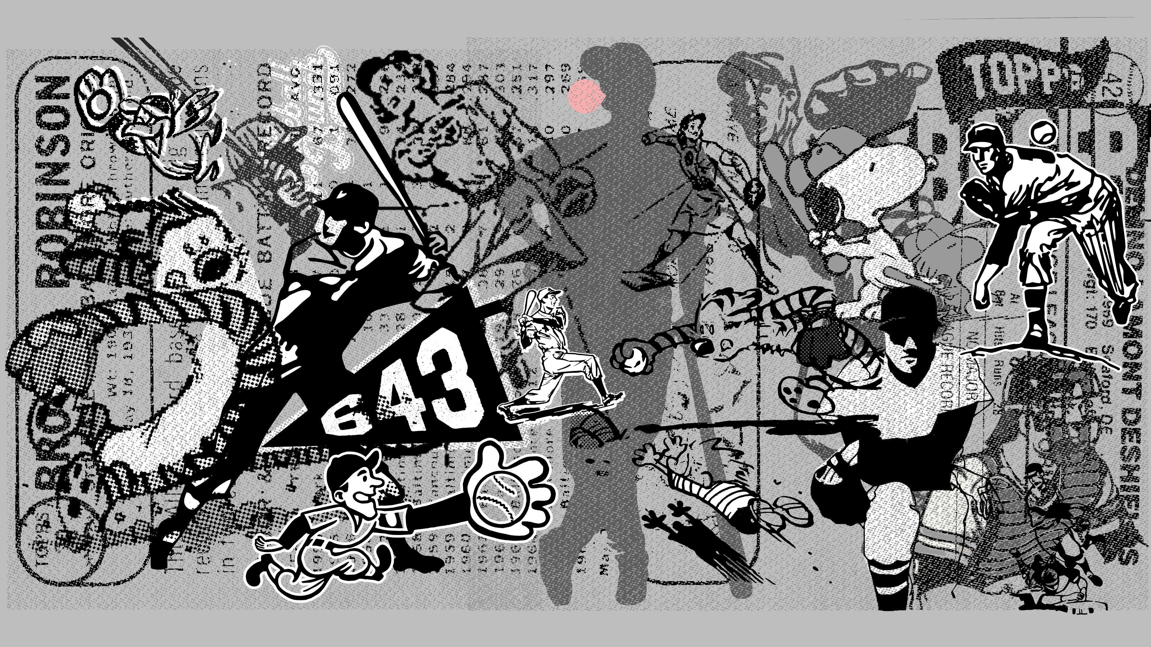 Baseball Collage Wall baseball collage illustration mural
