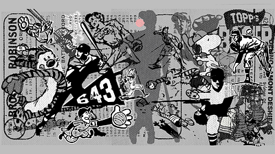 Baseball Collage Wall baseball collage illustration mural